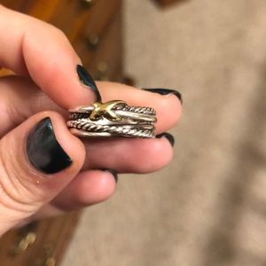 David Yurman Crossover X ring with 18K Gold